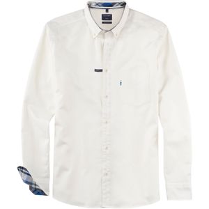 OLYMP Casual regular fit overhemd, structuur, wit geruit