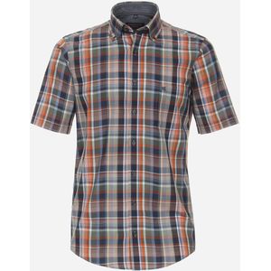 CASA MODA Sport casual fit overhemd, korte mouw, dobby, oranje geruit