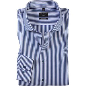 OLYMP No. 6 Six super slim fit overhemd, popeline, koningsblauw gestreept