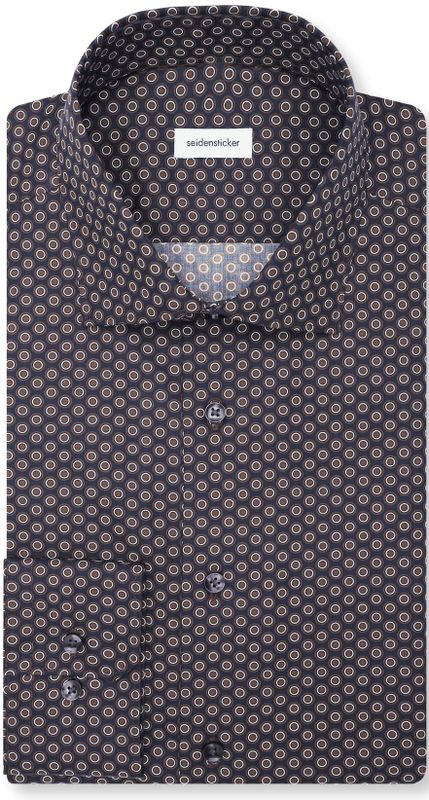 Seidensticker regular fit overhemd, popeline, bruin dessin