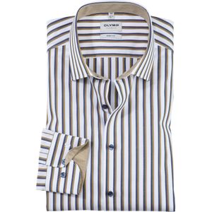 OLYMP Level 5 body fit overhemd, popeline, messing gestreept