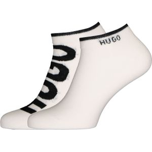 HUGO logo sokken (2-pack), heren enkelsokken, wit -  Maat: 39-42