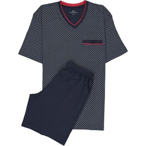 Gotzburg heren shortama, blauw met rood en wit dessin -  Maat: 10XL