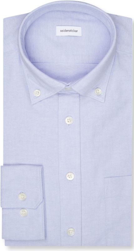 Seidensticker Casual overhemd voor heren, zwarte roos, slim lange mouwen, button-down-kraag, 100% katoen, blauw, 36