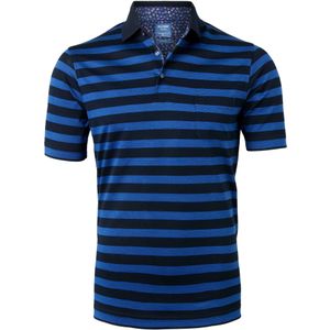 OLYMP modern fit poloshirt, blauw gestreept (contrast) -  Maat: 3XL