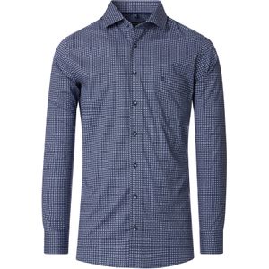 CASA MODA modern fit overhemd, popeline, blauw met wit dessin