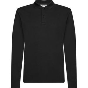 Calvin Klein Smooth Cotton Slim Polo lange mouw, zwart -  Maat: XL