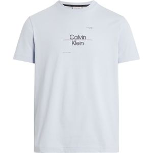 Calvin Klein Optic Line Logo T-shirt, heren T-shirt korte mouw O-hals, blauw -  Maat: M