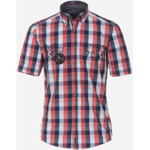 CASA MODA Sport casual fit overhemd, korte mouw, popeline, rood geruit 49/50