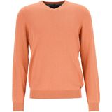 MARVELIS modern fit trui katoen, V-hals, abrikoos oranje -  Maat: M