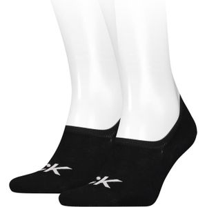 Calvin Klein Footie High Cut Logo (2-pack), heren onzichtbare sokken, zwart dessin -  Maat: 39-42