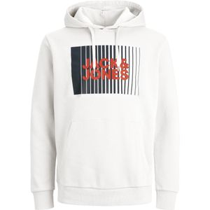 JACK & JONES Corp logo sweat hood play regular fit, heren hoodie katoenmengsel met capuchon, wit -  Maat: S