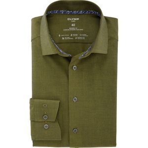 OLYMP Luxor 24/7 modern fit overhemd, structuur, donkergroen