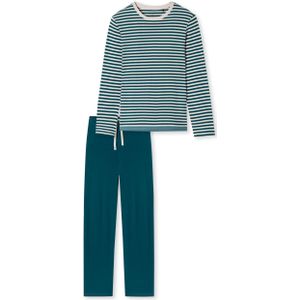 SCHIESSER Casual Nightwear pyjamaset, heren pyjama lang organic cotton strepen jeans blauw