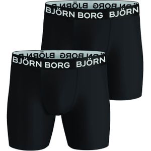 Bjorn Borg Performance boxers, microfiber heren boxers lange pijpen (2-pack), zwart -  Maat: XS