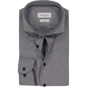 Profuomo - Overhemd - Grijs - Strijkvrij - Gemêleerd