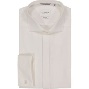 ETERNA - Slim Fit - Smoking Overhemd - Ecru - Mouwlengte 7 - Twill met Dubbele Manchet