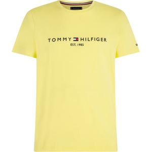 Tommy Hilfiger Tommy Logo Tee, heren T-shirt korte mouw O-hals, lichgeel -  Maat: L