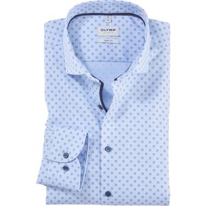 OLYMP Level 5 body fit overhemd, satijnbinding, bleu dessin