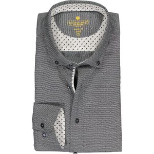 3 voor 99 | Redmond modern fit overhemd, dobby structuur, zwart met wit mini dessin (contrast) 47/48