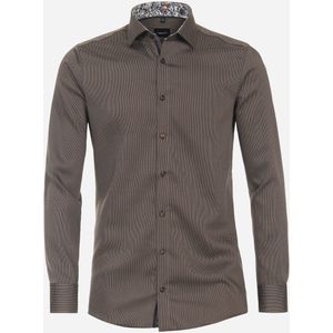 VENTI modern fit overhemd, twill, bruin 44
