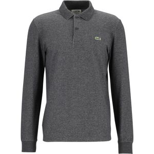 Lacoste Sport Polo Regular Fit stretch, heren poloshirt lange mouwen, antraciet grijs
