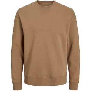 JACK & JONES Bradley sweat crew regular fit, heren sweatshirt katoenmengsel met O-hals, camel bruin
