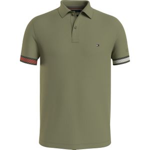 Tommy Hilfiger Flag Cuff Slim Polo, heren poloshirt, licht olijfgroen