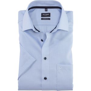 OLYMP Luxor modern fit overhemd, korte mouw, structuur, bleu dessin