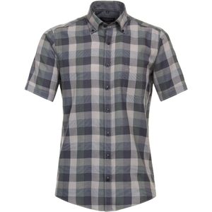 CASA MODA Sport casual fit overhemd, korte mouw, dobby, blauw met groen geruit