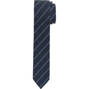 OLYMP extra smalle stropdas, marineblauw gestreept -  Maat: One size