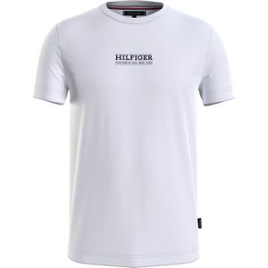 Tommy Hilfiger Small Hilfiger Tee, heren T-shirt korte mouw O-hals, wit -  Maat: M