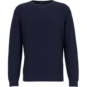 OLYMP modern fit trui katoen structuur, O-hals, donkerblauw -  Maat: M