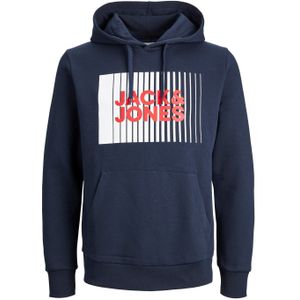 JACK & JONES Corp logo sweat hood play regular fit, heren hoodie katoenmengsel met capuchon, blauw