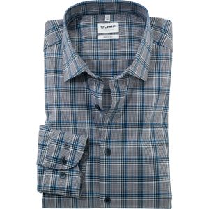 OLYMP Level 5 body fit overhemd, popeline, bleu geruit