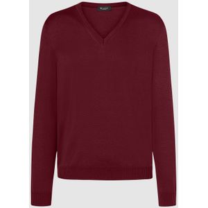 MAERZ Classic Fit heren trui met V-hals wol, wijnrood
