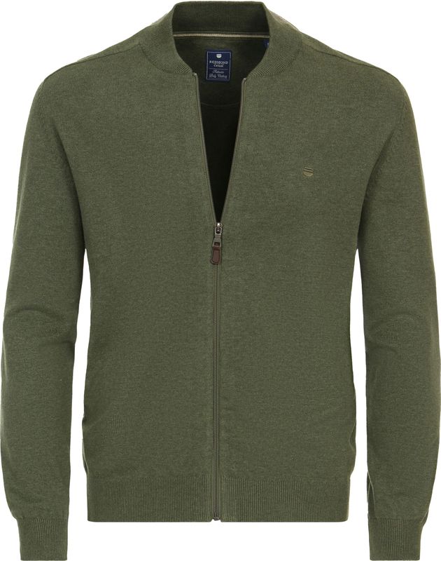 Redmond - Heren Vest - Groen - Katoen - Opstaande Kraag - Middeldik