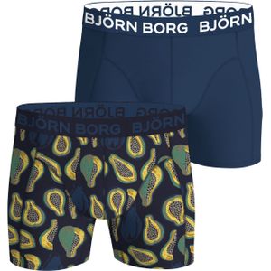 Bjorn Borg Cotton Stretch boxers, heren boxers normale lengte (2-pack), navy blauw, print