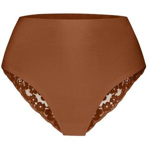 TEN CATE Secrets Lace women high waist brazilian met kant (1-pack), dames slip hoge taille, pecan -  Maat: M