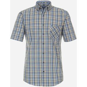 3 voor 99 | Redmond comfort fit overhemd, korte mouw, popeline, beige geruit