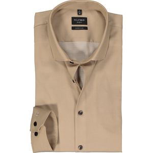 OLYMP No. 6 Six super slim fit overhemd, mouwlengte 7, structuur, beige 39