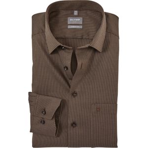 OLYMP comfort fit overhemd, structuur, bruin