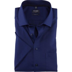 OLYMP Luxor modern fit overhemd, korte mouw, structuur, marineblauw dessin