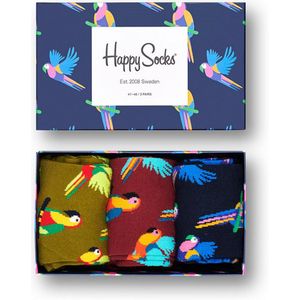 Happy Socks Parrot giftbox (3-pack), unisex sokken in cadeauverpakking