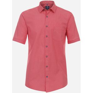 3 voor 99 | Redmond modern fit overhemd, korte mouw, popeline, rood dessin 45/46