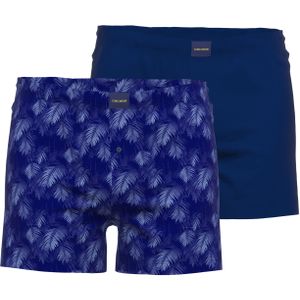 Ceceba heren boxershorts wijd model met gulp (2-pack), donkerblauw dessin