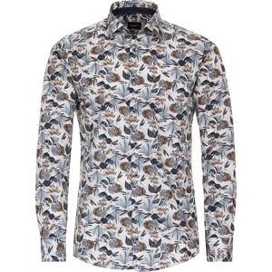 VENTI - Modern Fit - Overhemd - Blauw Dessin - Strijkvriendelijk
