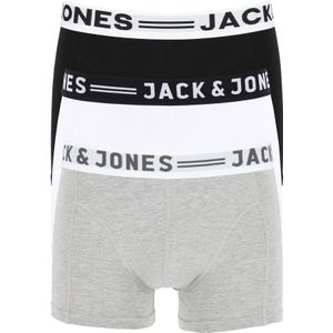 Jack & Jones heren boxers Sense trunks (3-pack), zwart - wit - grijs -  Maat: L