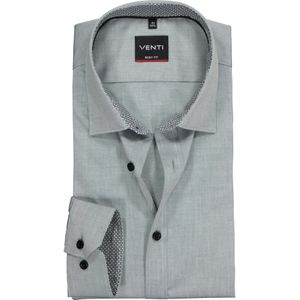 VENTI - Body Fit Overhemd - Grijs - Strijkvriendelijk - Katoen