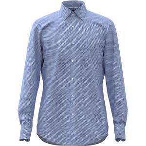 HUGO BOSS Hank slim fit overhemd, popeline, blauw dessin
